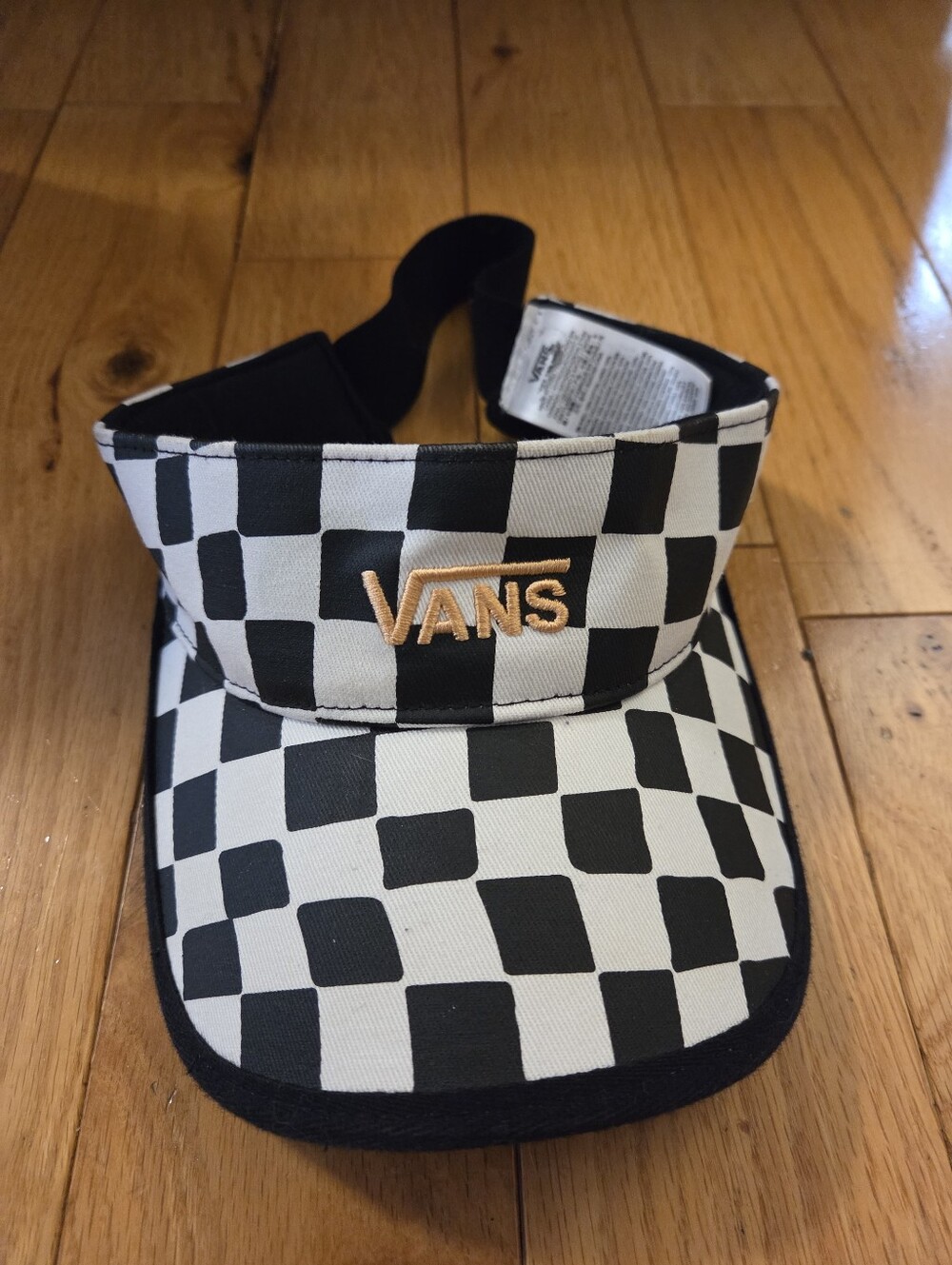 Unisex Vans Black & White Checker Visor with Gold Logo
